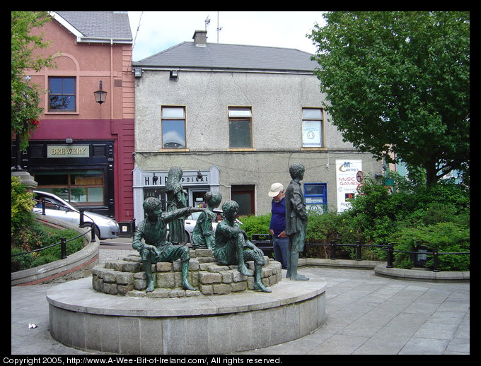 A sculpture of children at a hiring fair in Letterkenny, Donegal