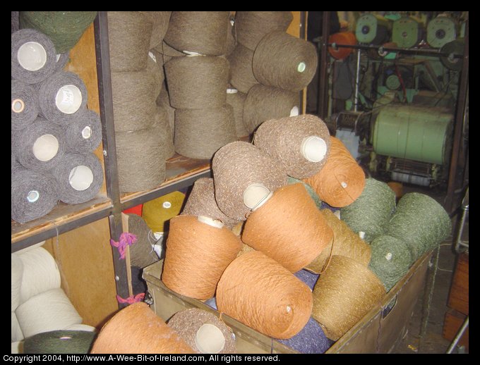 Yarn from wool carded, died, and spun at Kerry Woolen Mills
