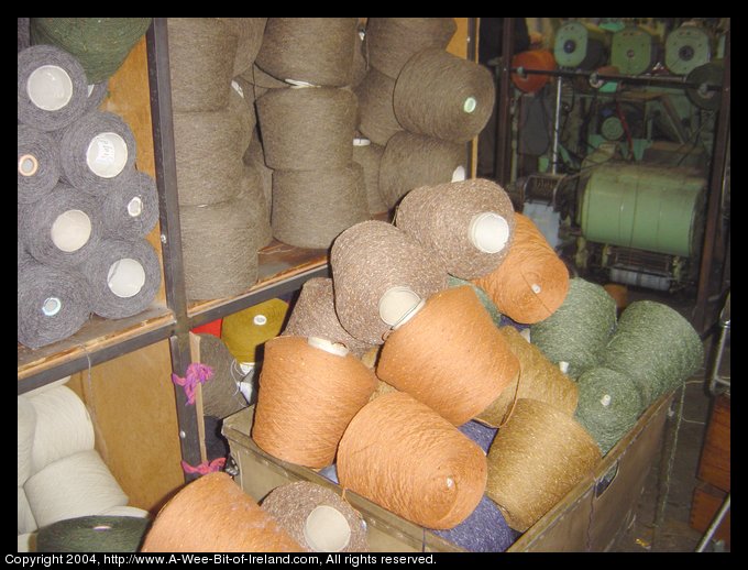Yarn from wool carded, died, and spun at Kerry Woolen Mills