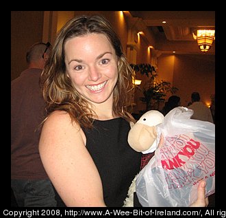 Curious Sheep is a stuffed toy sheep. Curious Sheep with Erin.