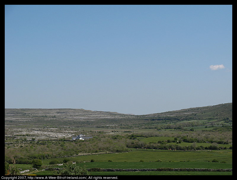 A view across a stone valley.