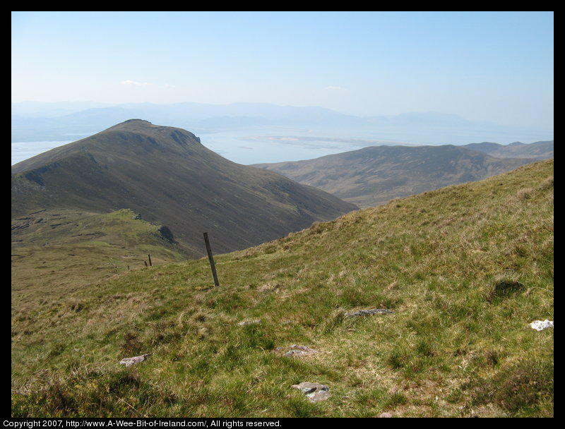 Mountain covered with grass and brown blanket bog