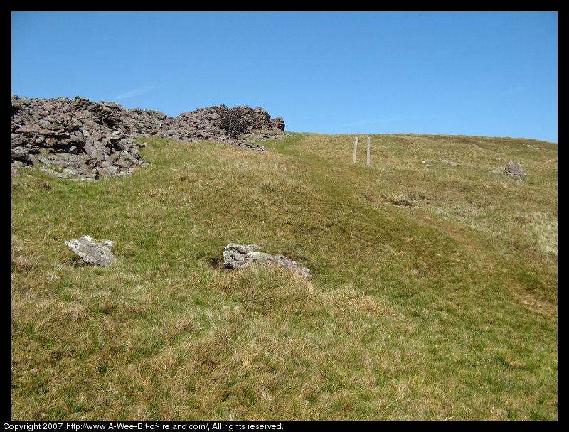 Mountain covered with grass and brown blanket bog