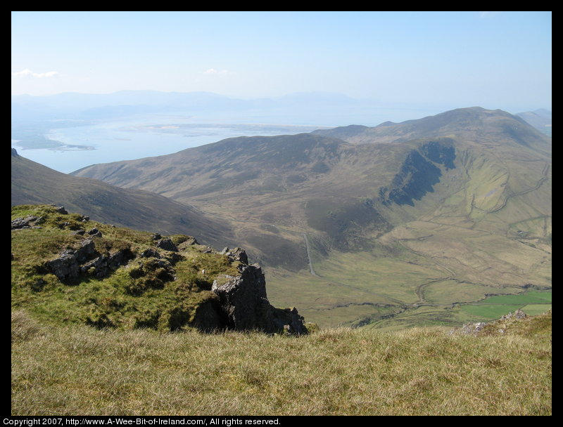 Mountain covered with grass and brown blanket bog