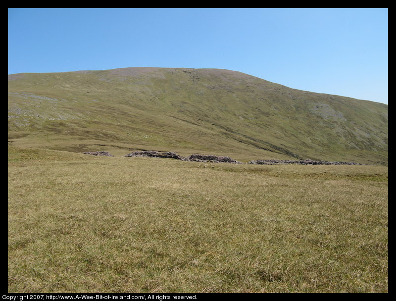 Mountain covered with grass and brown blanket bog