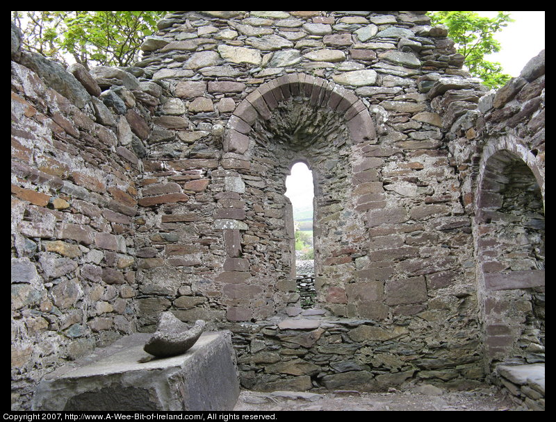 Stone arches for windows in a church ruin.