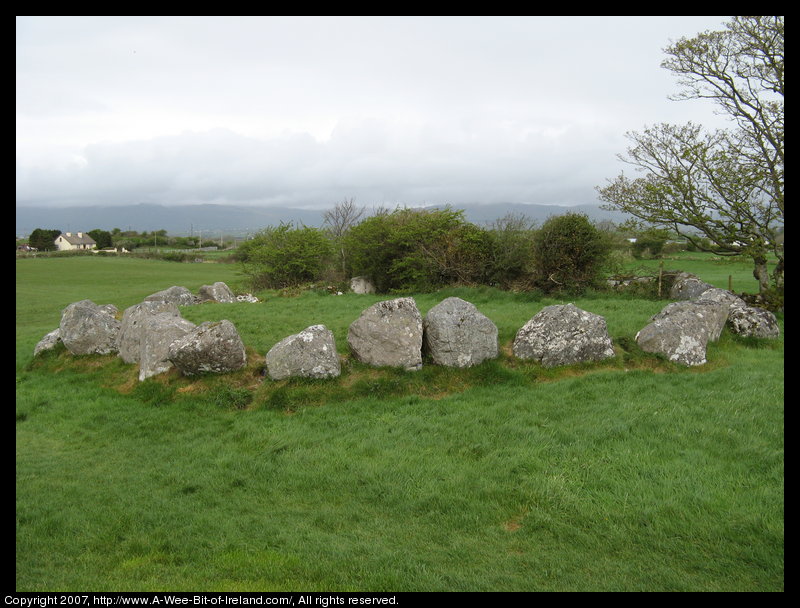 A circle of large stones that was once part of a burial complex built 5000 or 6000 years ago.