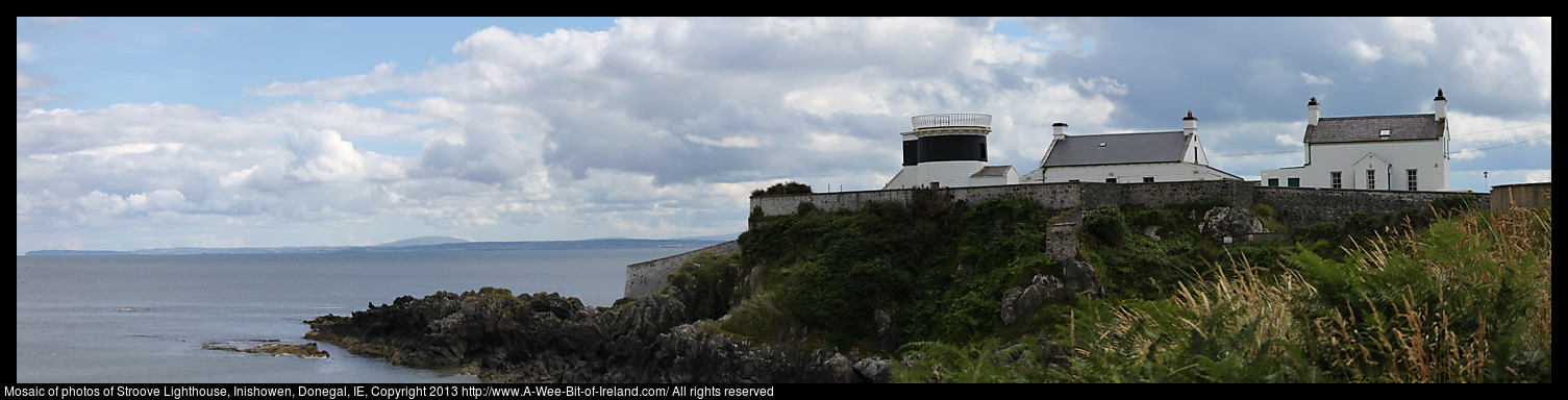 A lighthouse on a rocky coast.