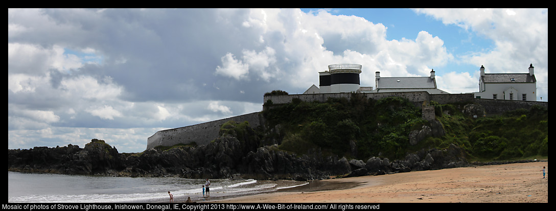 A lighthouse on a rocky coast.