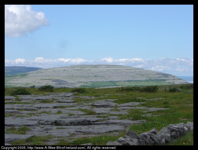 A large rocky limestone hill in the Burren, Clare, Ireland