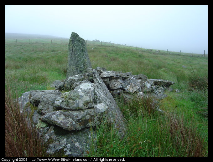 An ancient standing stone on a cold rainy July 8.